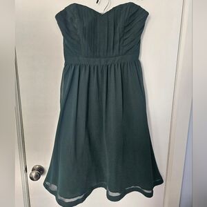 Strapless Lined Forest Green Dress